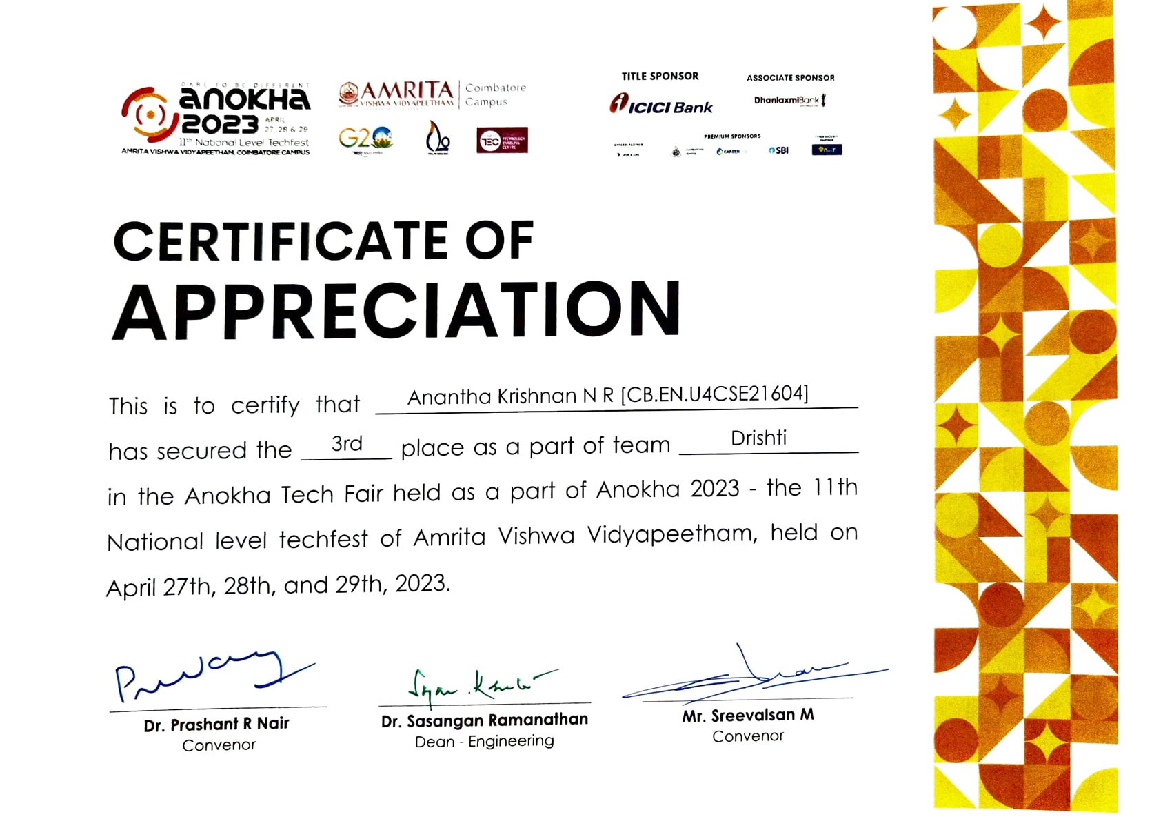 3rd Place - National Techfest Anokha 2023 - Image 2